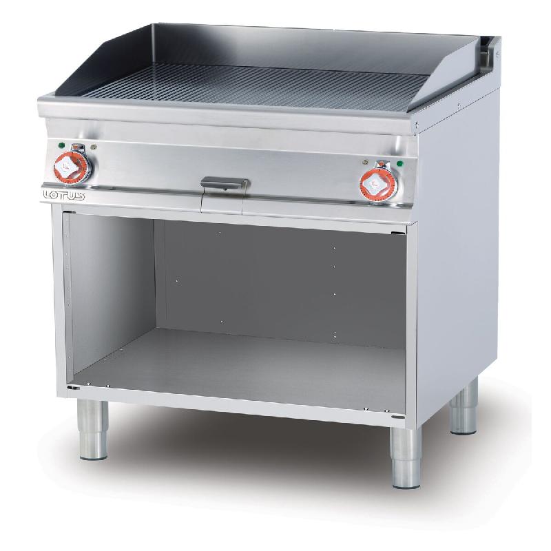 Redcook Friteuse électrique striée deux zones de cuisson sur compartiment ouvert. Structure en acier inoxydable. Dimensions 80x70,5 h 90 cm. Modèle_0