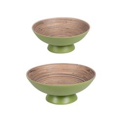 Set de 2 coupes sur pied Bambou vertes 30 et 25 cm -  Rond Bambou Table Passion 30x30 cm - vert Bambou 3106238450338_0