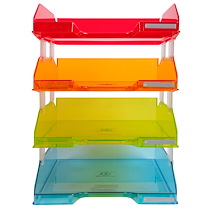SET DE 4 CORBEILLES-À-COURRIER COMBO MIDI TRANSPARENT LINICOLOR - COULEURS ASSORTIES