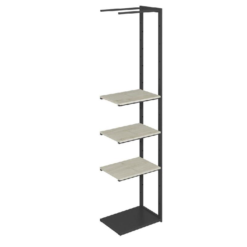 Suite structure Cage noir base métal 58x40x240cm 3 tablettes érable_0