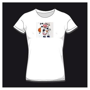 T-shirt femme col rond - motif vache string - disponible en plusieurs tailles et couleurs - marque BC_0