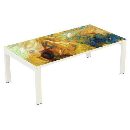 TABLE BASSE EASY OFFICE 114X60 CM PIED BLANC PLATEAU CAMAIEU - MANUTAN