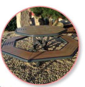 Table octogonale - Assise et plan de table en stratifié et pieds en tube acier - 10900134_0