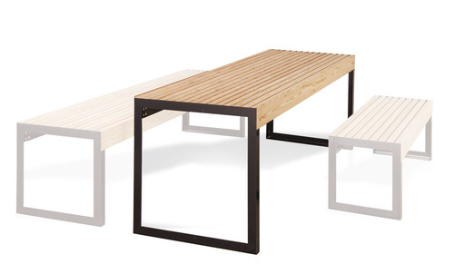 Table publique en bois - PROMENADES - Husson international - structure acier et bois au choix : résineux, exotique ou bambou_0