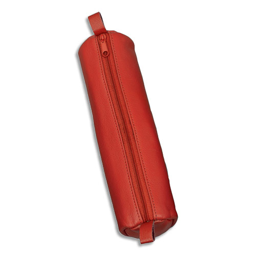 TROUSSE RONDE EN CUIR JUSCHA - 21 X 6 CM - ROUGE