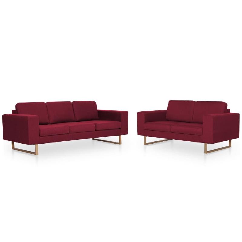 VidaXL Ensemble de canapé 2 pcs Tissu Rouge bordeaux Modèle Valence - 8719883667119_0