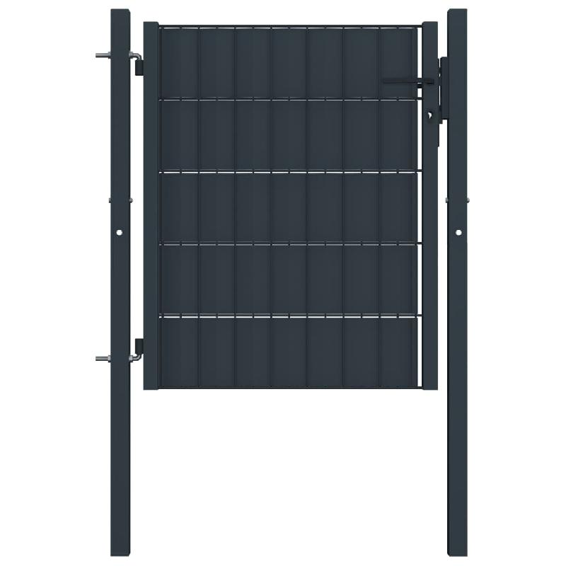 Vidaxl portail de clôture pvc et acier 100x81 cm anthracite 145232_0