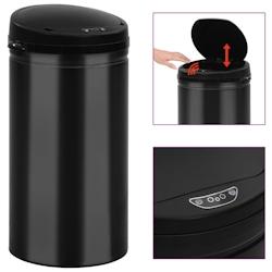 VidaXL Poubelle à Capteur Automatique 50 L Acier Au Carbone Noir - noir 322700_0