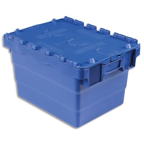 Viso - Bac de rangement navette 22L en polypropylène bleu - Gerbable, emboîtable, poignées ergonomiques - Dimensions 40x30x25 cm_0