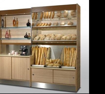 Vitrine réfrigérée professionnelle - boulangerie rétro Bakery et Coffee - étagères éclairées et options personnalisables_0