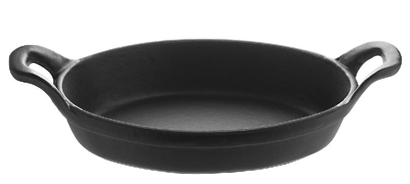 PLAT EMPILABLE OVALE NOIR FONTE D'ACIER 15X10 CM