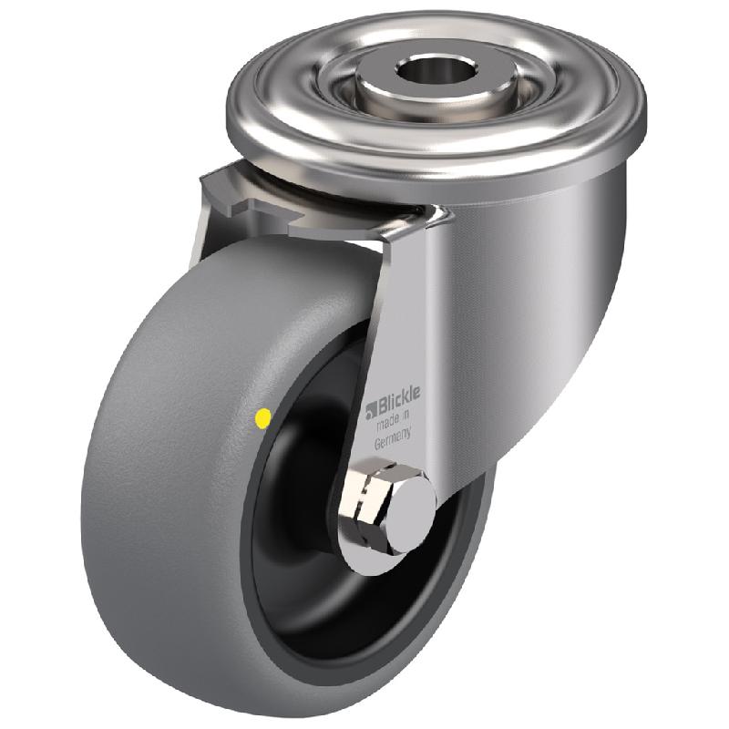 Roulette pivotante de 80 mm en acier inoxydable avec thermoplastique gris conducteur d'électricité_0