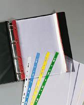 POCHETTES TRANSPARENTES PERFORÉES BORD COULEUR OXFORD A4 - POLYPROPYLÈNE 9/100E INCOLORE - BOÎTE DE 100