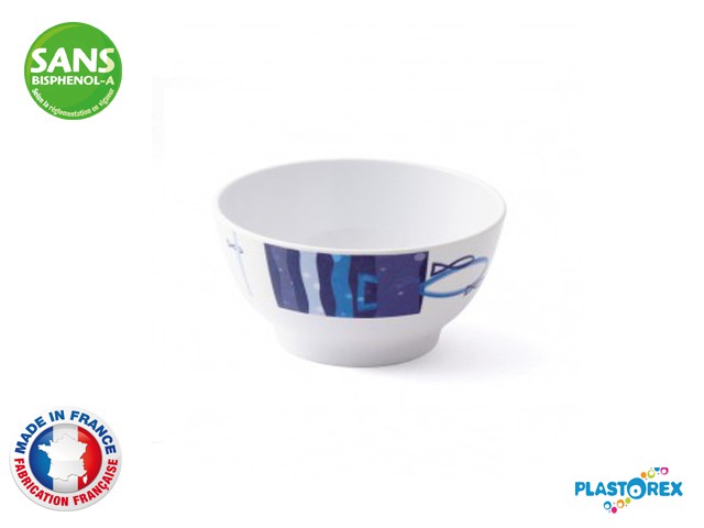 BOL G.M. 0,70L MELAMINE BLANCHE DECOR NAUTISME