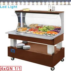 Buffet - salad bar mural réfrigéré 4x GN1/1-150 en bois acajou - ASB/4N-C1_0