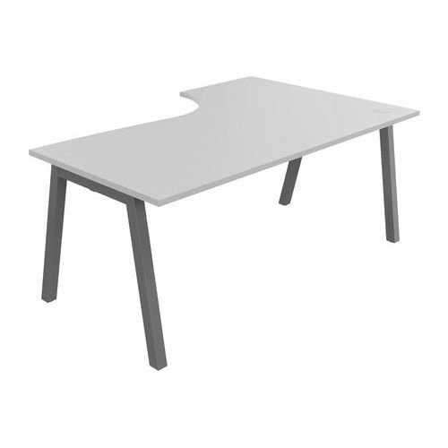 BUREAU COMPACT PARTAGE RETOUR GAUCHE 180 CM GRIS / ALU - BURONOMIC