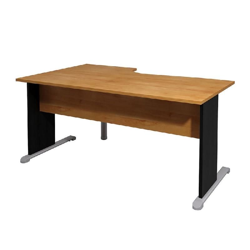 BUREAU COMPACT PRONTO - RETOUR À DROITE L.160 X P.100 CM - PLATEAU AULNE - PIEDS L NOIR