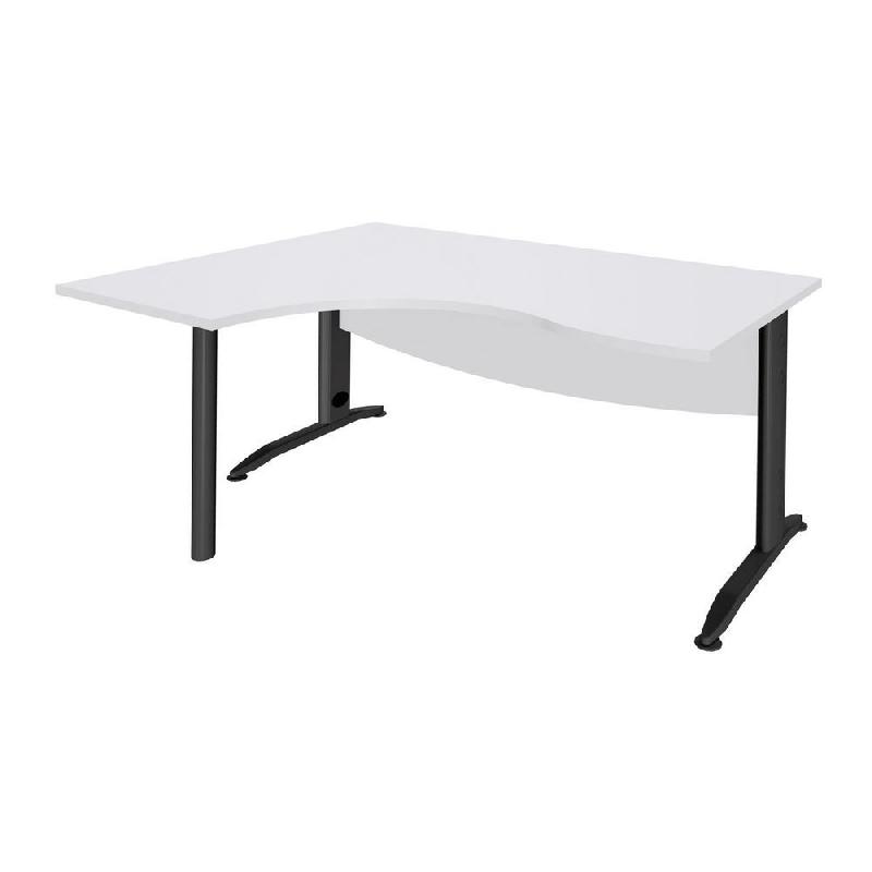 BUREAU COMPACT RETOUR A GAUCHE ACTIVITY METAL 2 - L. 160 X P. 120 CM - PLATEAU BLANC - PIEDS L ANTHRACITE