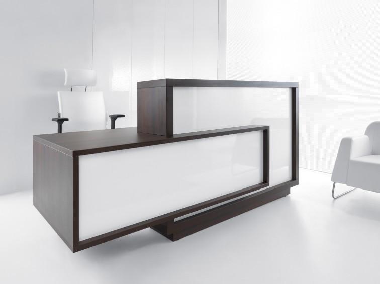 Bureau d'accueil original modèle Foro - MDD - Blanc, Wengé, A gauche_1