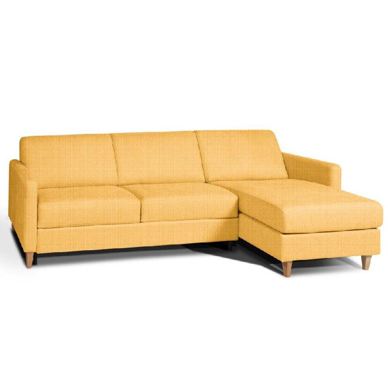 Canapé convertible d'angle Oslo - Matelas 16 cm - Système Express - Sommier à lattes Renatonisi - Tweed jaune melon_0