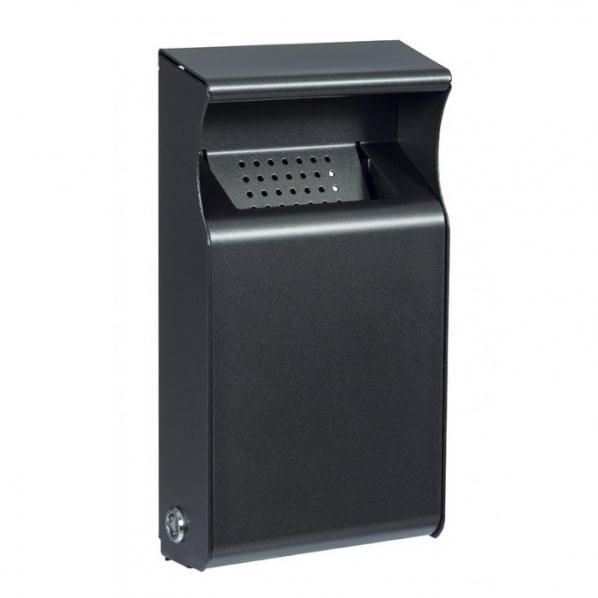 Cendrier mural 1 litre - Anthracite mat - Capacité 600 mégots avec serrure - Marque Rolléco_0