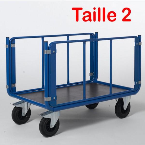 Chariot tubulaire 2 ridelles - Dimensions utiles : 1150 x 620 mm - Charge maximale 500 kg - Marque Rolléco_0