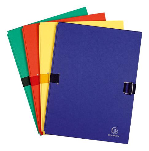 LOT DE 10 - CHEMISE EXTENSIBLE À RABAT EXACOMPTA À BOUCLE DOS 12 CM COULEURS ASSORTIES