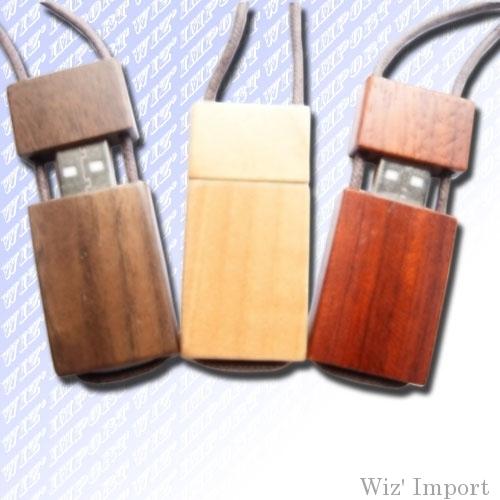 CLÉ USB PUBLICITAIRE BOIS AVEC TOUR DE COU