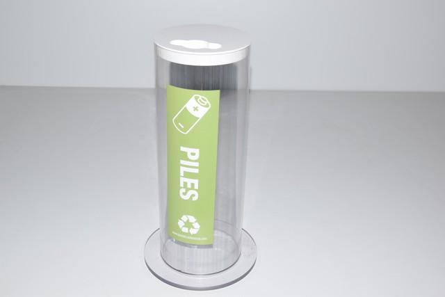 Collecteur transparent pour piles usagées - Petit modèle - Fabrication française - 5,5L - Haute résistance_0