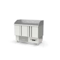 CORECO Meuble Pizza Compact Gn1/1 - 3 Portes - -2/+8 - 1365X700X970 - Int Et Ext Aisi 304 - Dessus Granit Avec Dosseret - Tampons MFCP-140 - Acier ino_0