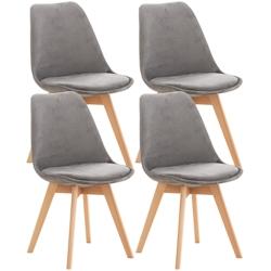 Décoshop26 - Lot de 4 chaises de salle à manger design scandinave en tissu velours gris pieds bois clair CDS10385 - gris 3000437769607_0