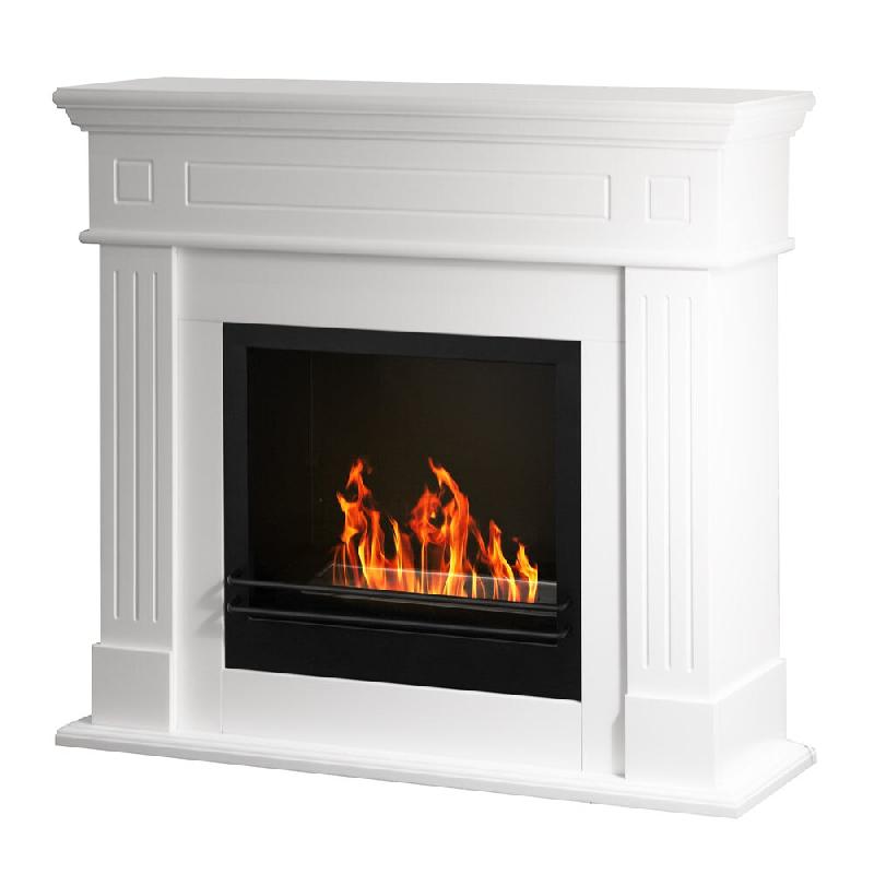 Divina Fire Cheminée au bioéthanol Cambridge au sol en bois blanc 110x37x102h - blanc 8055829981209_0