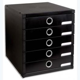 EXACOMPTA MODULE DE CLASSEMENT EXAMODULO 5 TIROIRS - DIMENSIONS 32 X 28,8 X 34,7 CM COLORIS NOIR/ARGENT