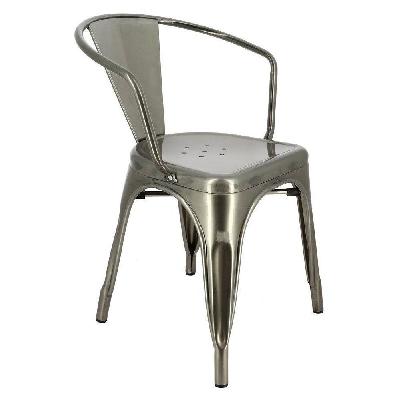 Fauteuil empilable d'intérieur Chicago en acier gris style industriel_0