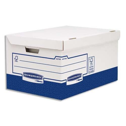 Fellowes Lot de 10 Container à archives Flip Top Bankers Box Heavy Duty, coloris blanc/bleu - 0043859720507_0