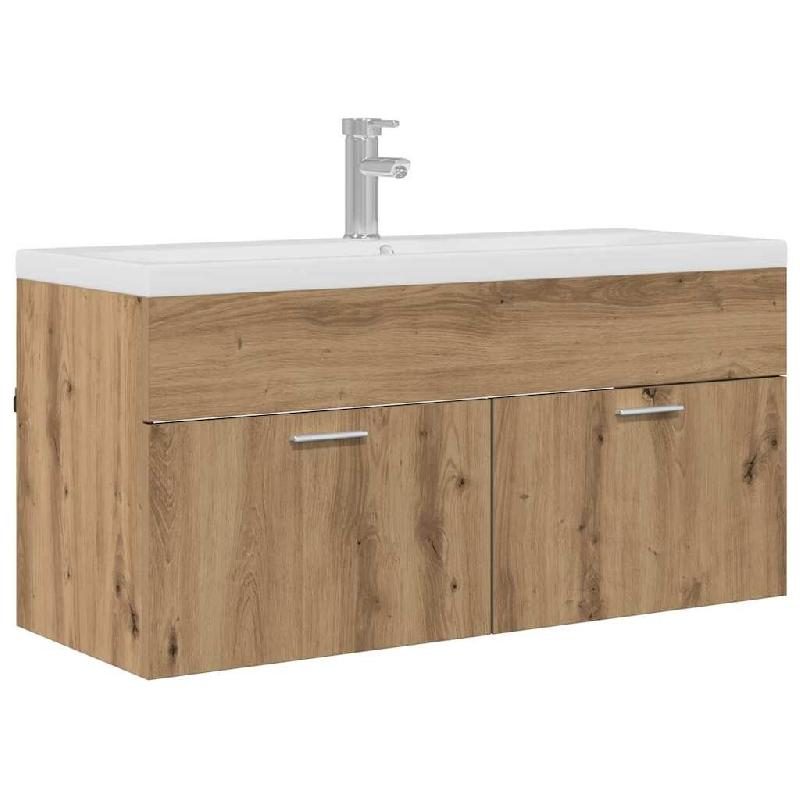 Helloshop26 - Armoire de salle de bain murale moderne avec 2 portes 100 x 38,5 x 46 cm en bois d'ingénierie chêne artisanal 02_0056321 - 3000239467701_0