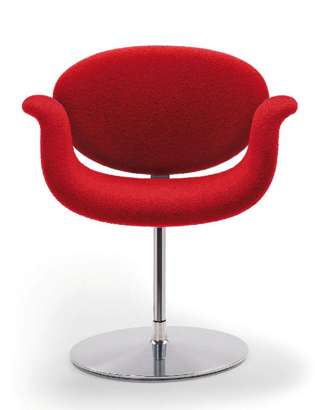 LITTLE TULIP / FAUTEUIL DESIGN PIED ROND TISSU ROUGE_0
