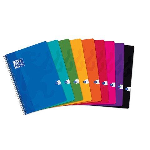 LOT DE 10 - CAHIER OXFORD COLOR LIFE A4 GRANDS CARREAUX SEYÈS 100 PAGES RELIURE SPIRALE COUVERTURE CARTE COLORIS ASSORTIS