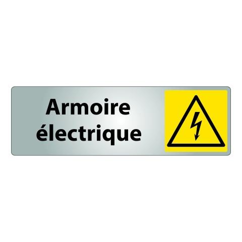LOT DE 2 - PANNEAU DANGER - PICTOGRAMME ARMOIRE ÉLECTRIQUE - W012 - ISO 7010 250 X 80 MM ARGENT