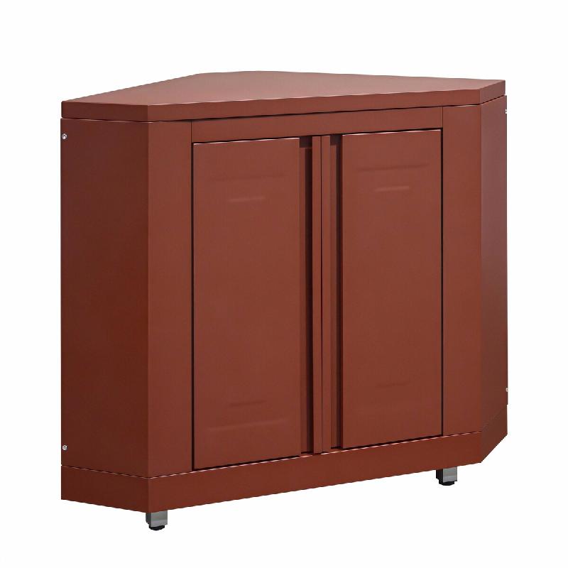 Oviala Business Oviala Meuble d'angle pour cuisine extérieure en acier 96 x 109 x 60 cm cm brique - marron acier 114112_0