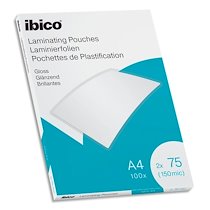 PACK DE 100 POCHETTES DE PLASTIFICATION BRILLANTES A4, 75 MICRONS 627316 - LOT DE 2