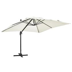 Oviala Business Parasol déporté carré 3 x 3m en aluminium écru - Oviala - beige aluminium 102361_0