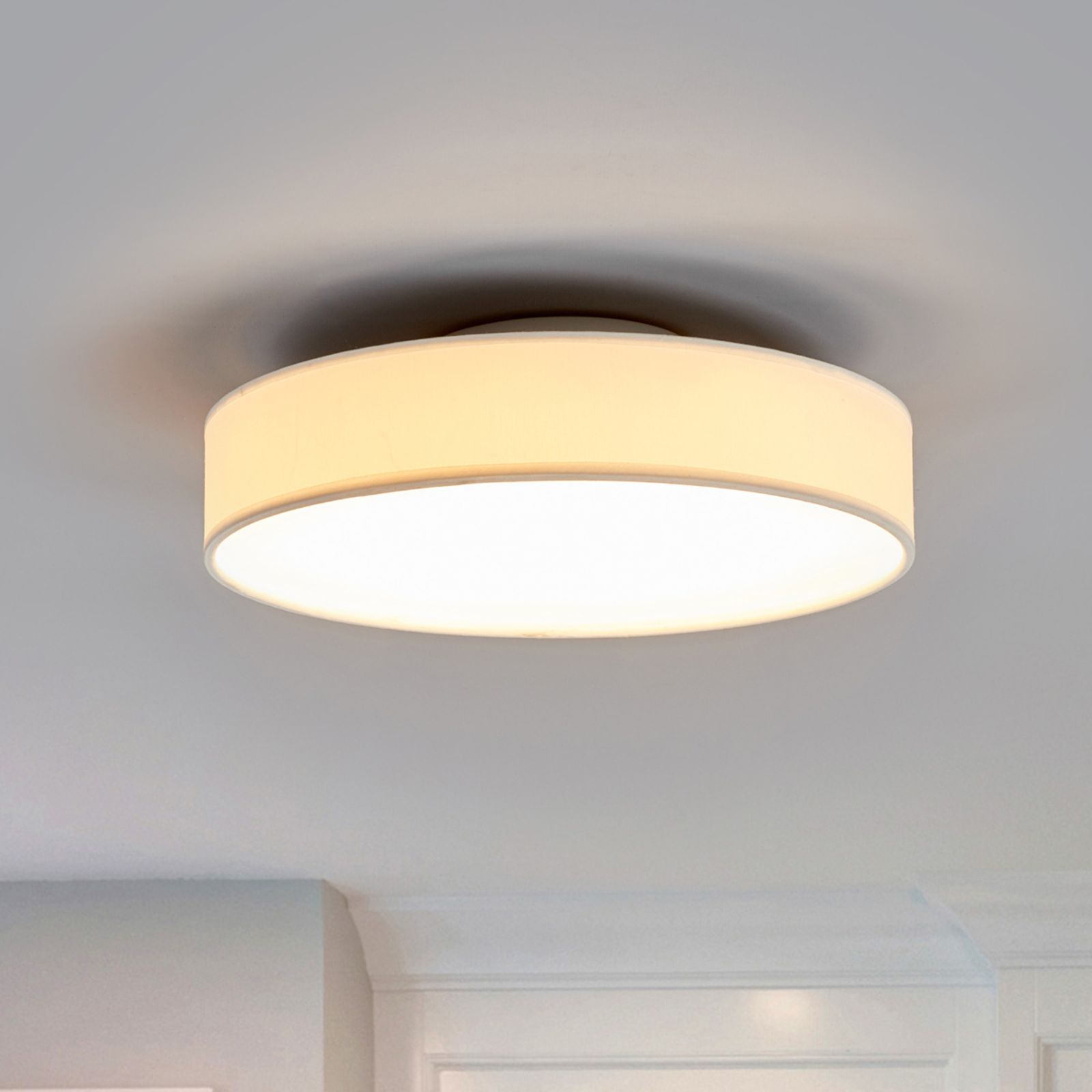 LINDBY PLAFONNIER EN TISSU LED SAIRA, 30 CM, BLANC