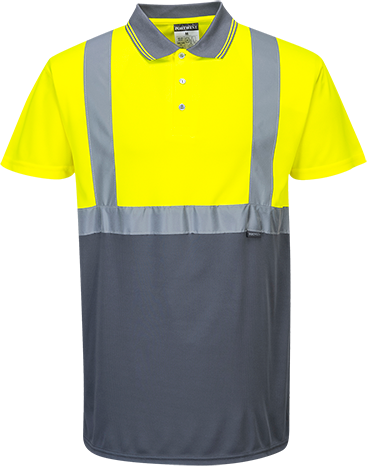 Polo bicolore jaune gris s479, m_0