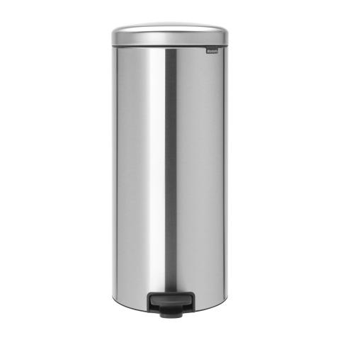 POUBELLE 30 LITRES RONDE À PÉDALE BRABANTIA NEWICON, INOX MAT