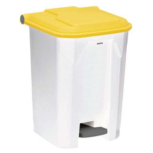 POUBELLE À PÉDALE 50L UTILO BLANC / JAUNE - ROSSIGNOL PRO