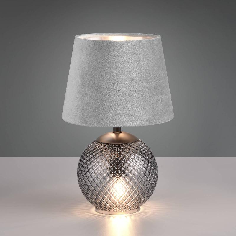 REALITY LEUCHTEN LAMPE À POSER JONNA VERRE/VELOURS, GRISE