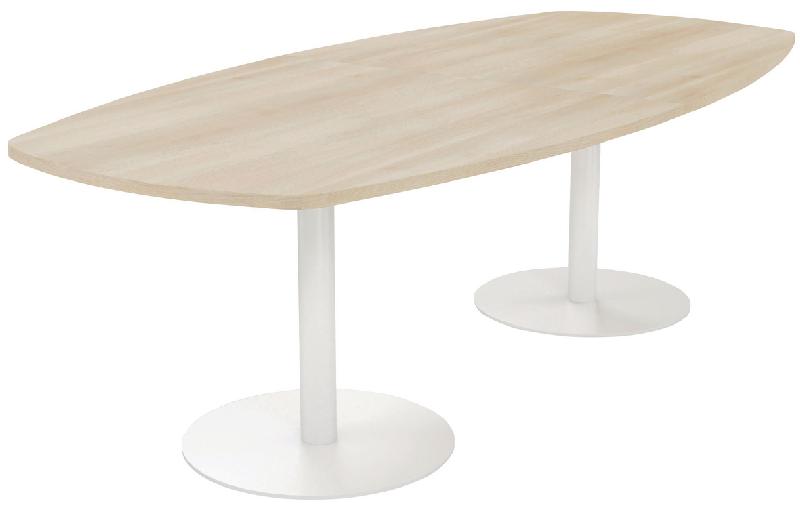 TABLE CONFÉRENCE ELGA PIED COROLLE 240X113 CM PLATEAU MÉLAMINÉ ACACIA/BLANC - MANUTAN COLLECTIVITÉS