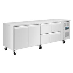 Table Réfrigérée Positive Inox 2 Portes 4 Tiroirs GN 1/1 - 476L Froid Ventilé Pro - Polar Série U - UA021_0