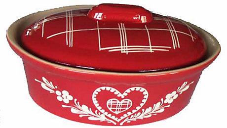 TERRINE OVALE COEUR ROUGE 41 CM